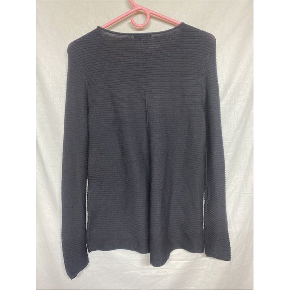 Alfani Womens Petite Long Sleeve Knit Ribbed Sweater Black M Cuffs Modern Shirt - Picture 5 of 5